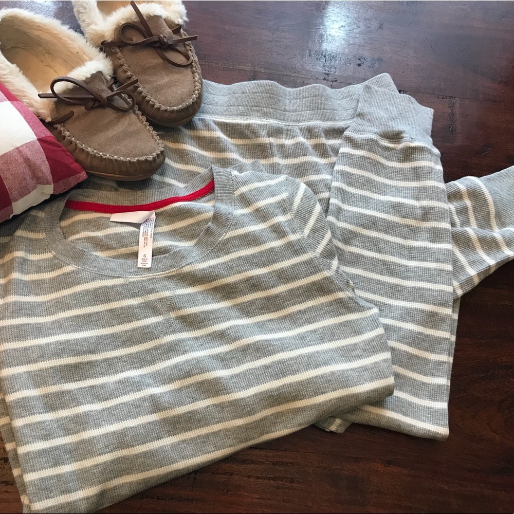 Gilligan & O’Malley gray stripe pajama set, S